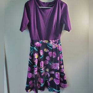 Tulip Purple and Yellow Dress with Pockets